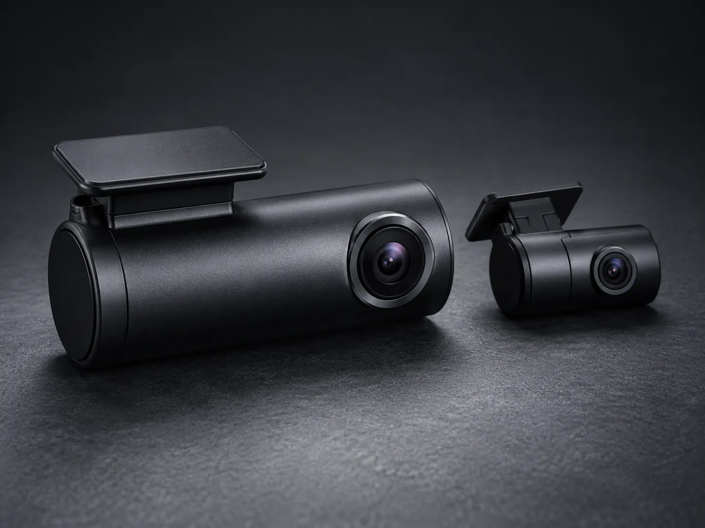 A front and rear dash cam set