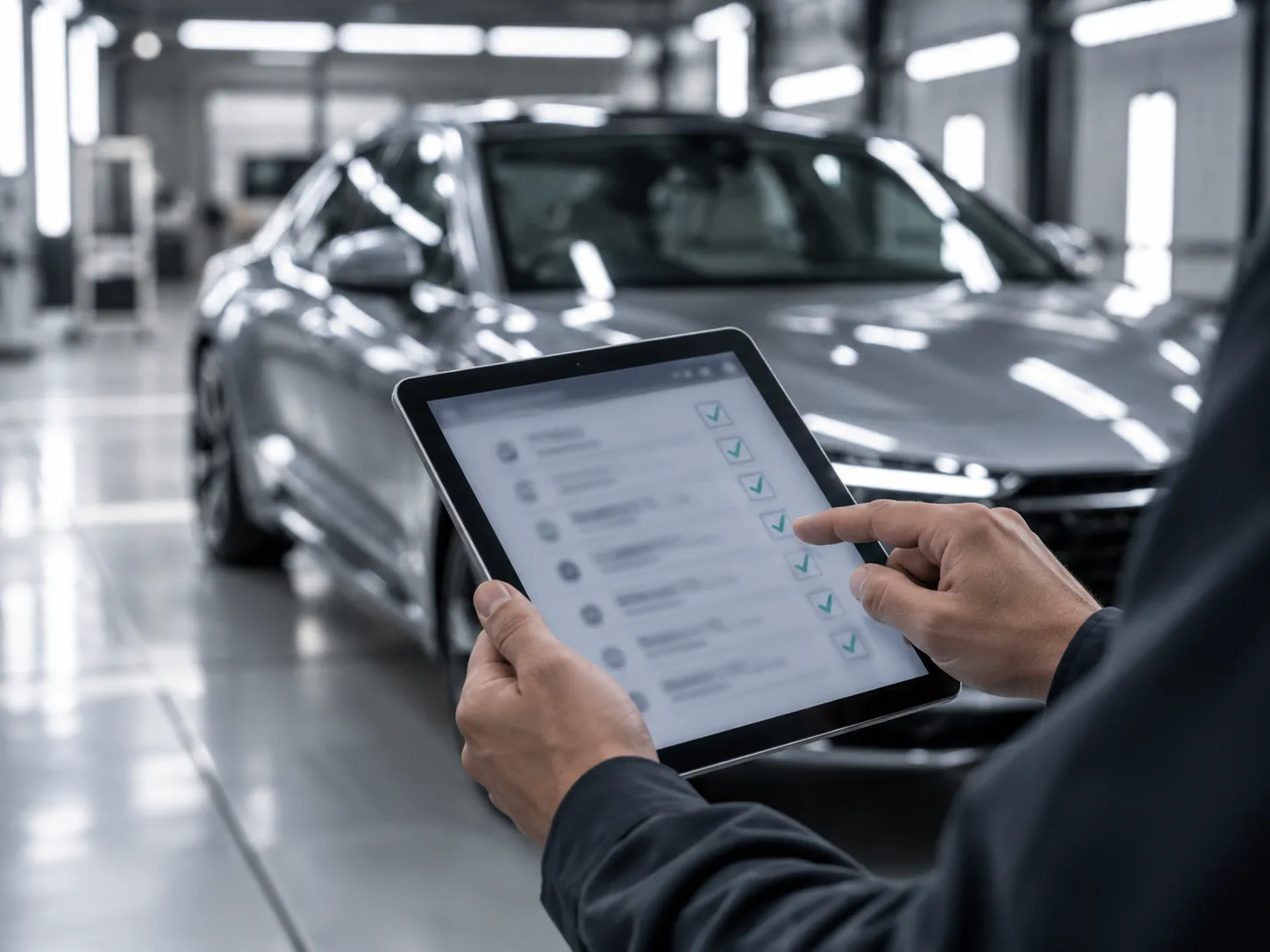 An inspection checklist on a tablet