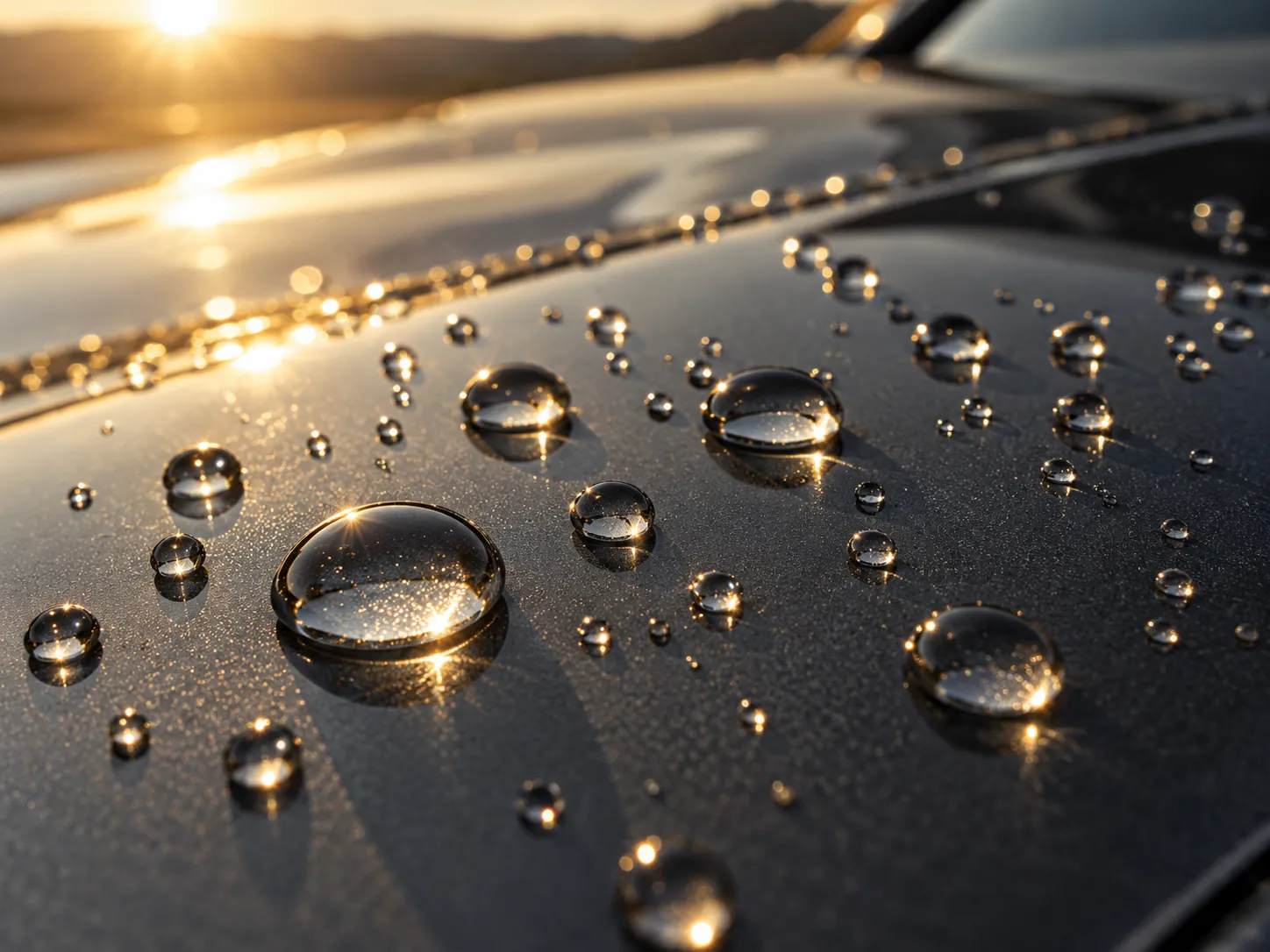 Water beading on film