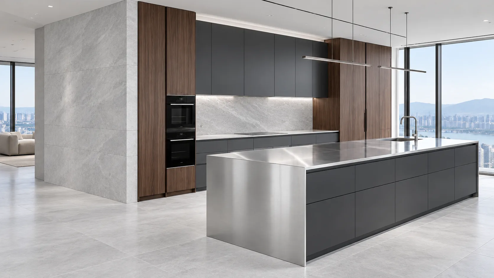 A stainless kitchen