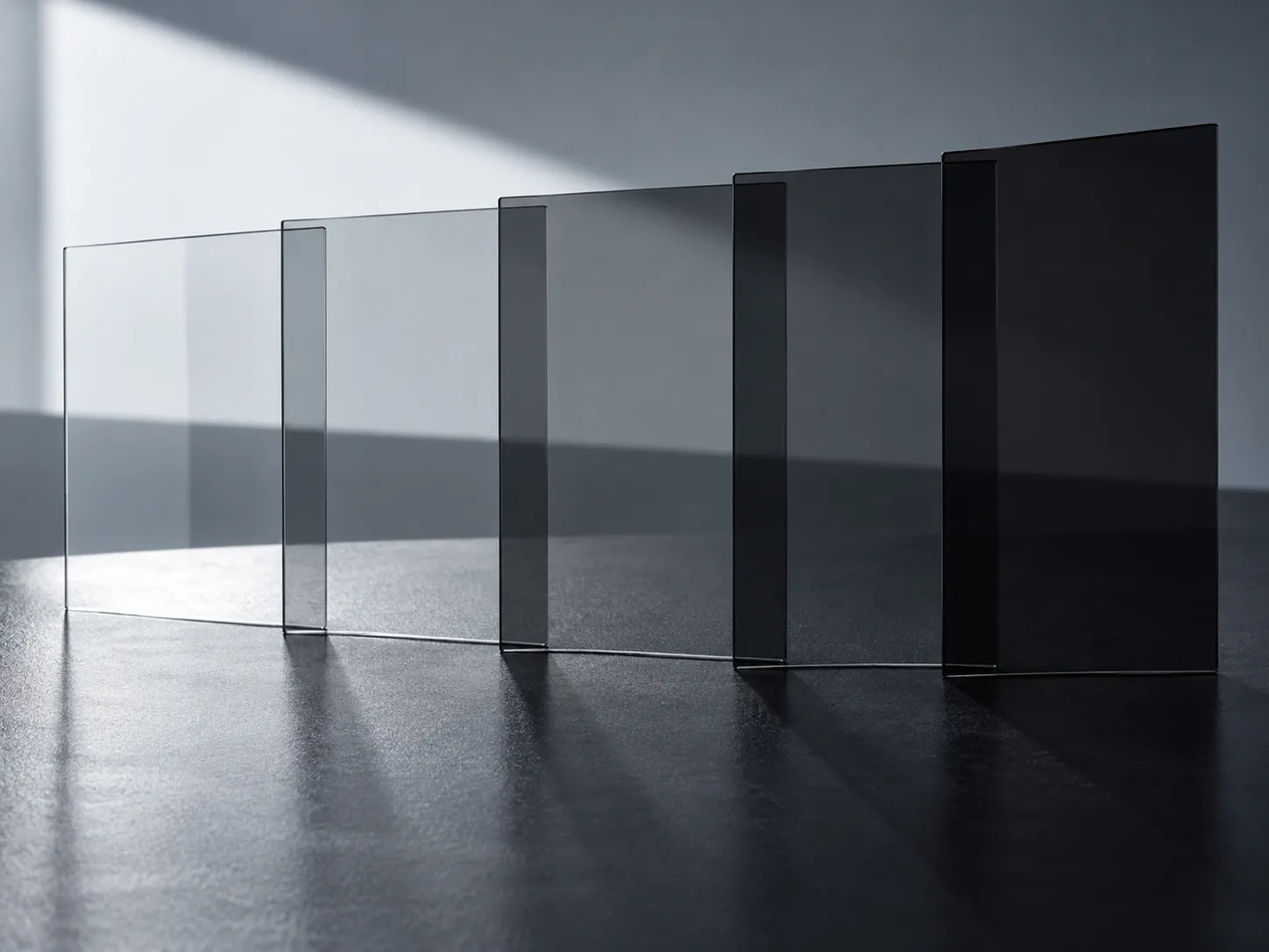 Window film samples in graduated shades